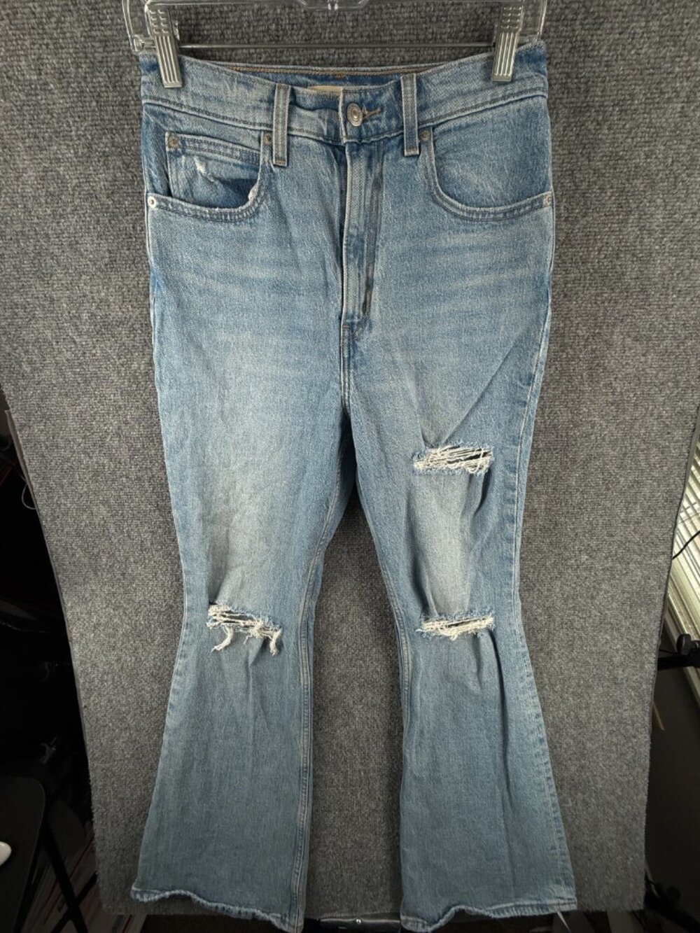 Levi’s Premium 70s High Flare Light Wash Disco Women Jeans 27 Wide Leg Big E